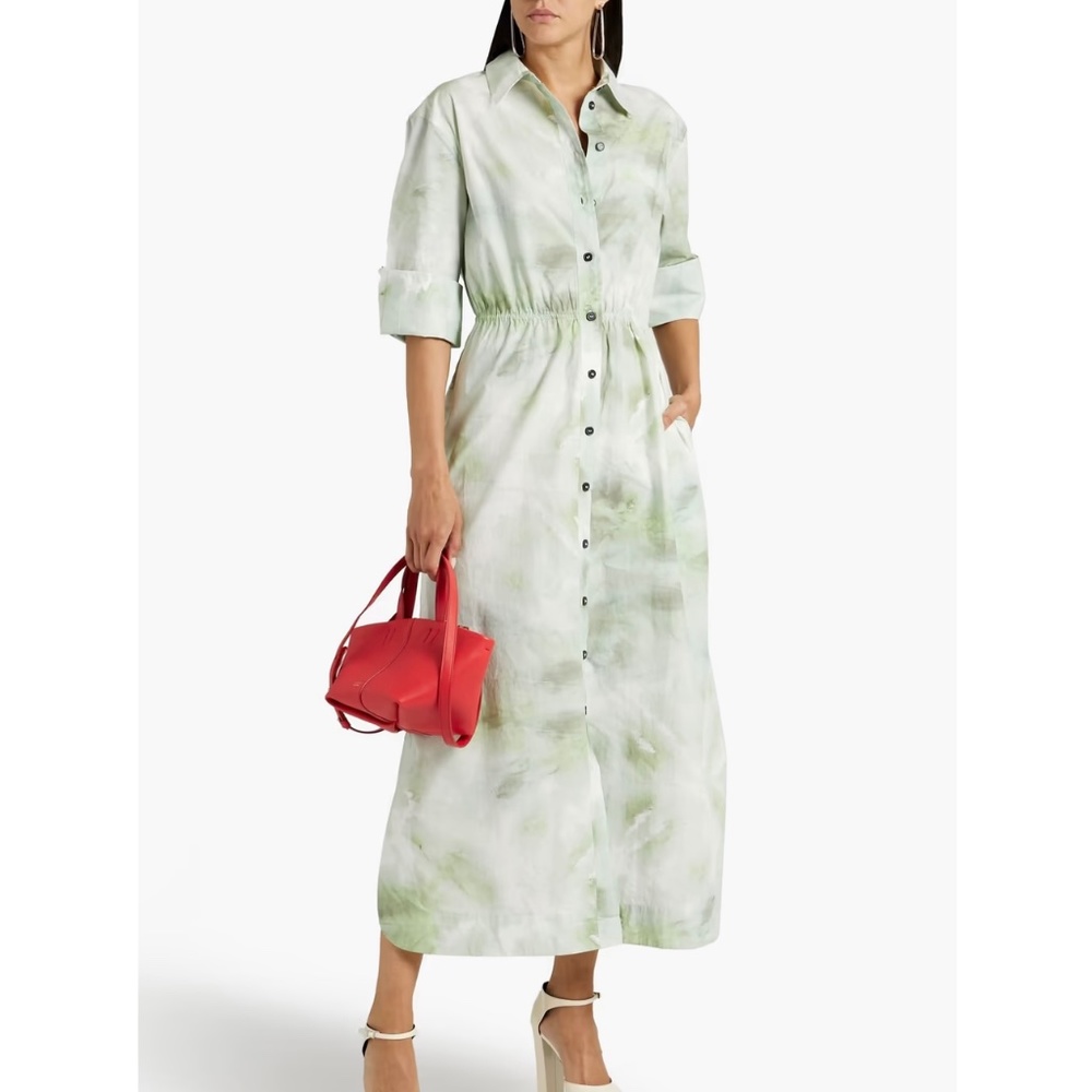 GANNI Tye-died organic cotton-poplin midi shirt dress sz DE 34 equals US 4
